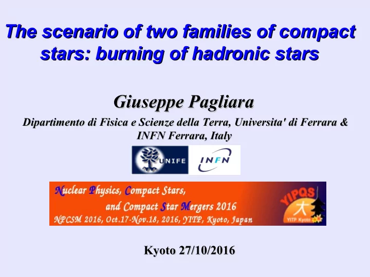 the scenario of two families of compact the scenario of