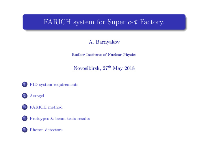 farich system for super c factory