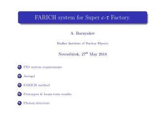 FARICH system for Super c -  Factory.  A. Barnyakov  Budker Institute of Nuclear Physics