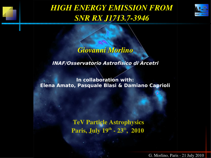 high energy emission from high energy emission from snr