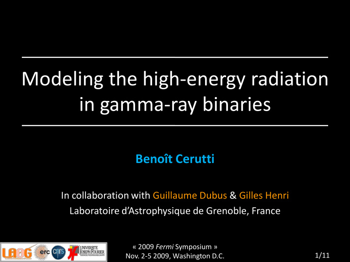 modeling the high energy radiation in gamma ray binaries