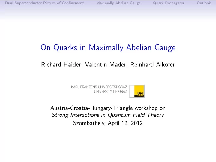 on quarks in maximally abelian gauge