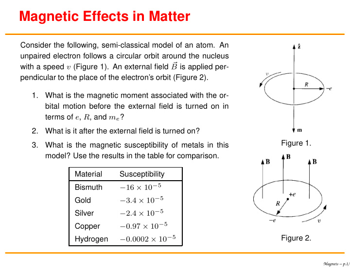 magnetic effects in matter