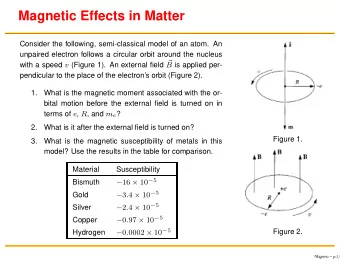 Magnetic Effects in Matter  Consider the following, semi-classical model of an atom. An  unpaired