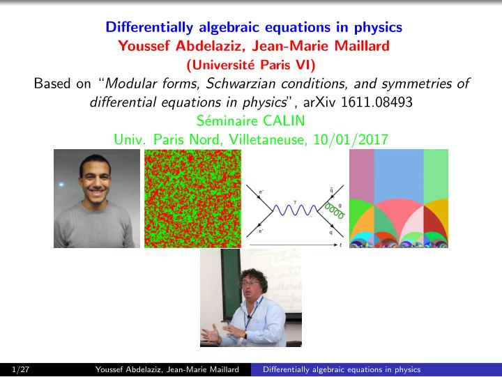 differentially algebraic equations in physics youssef