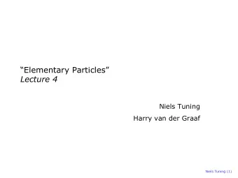 Elementary Particles  Lecture 4  Niels Tuning  Harry van der Graaf  Niels Tuning (1)  Thanks