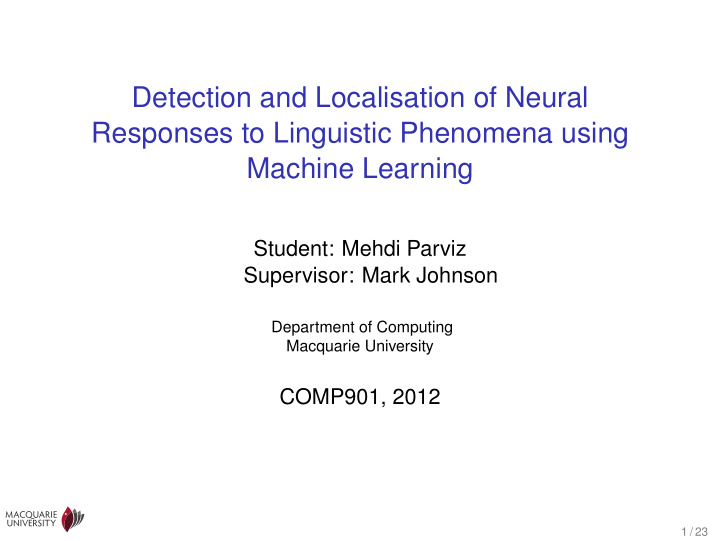 detection and localisation of neural responses to