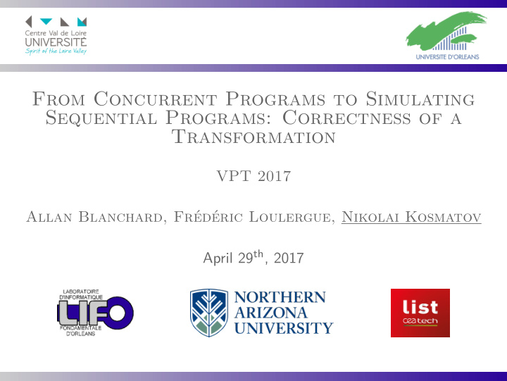 from concurrent programs to simulating sequential