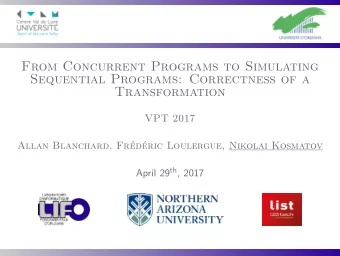 From Concurrent Programs to Simulating  Sequential Programs: Correctness of a  Transformation  VPT