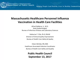 Massachusetts Healthcare Personnel Influenza  Vaccination in Health Care Facilities  Alfred