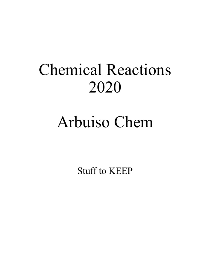 chemical reactions 2020 arbuiso chem