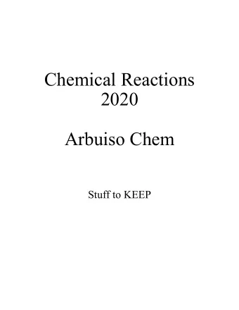 Chemical Reactions  2020  Arbuiso Chem  Stuff to KEEP  Chemical Reactions BASICS  There are 5