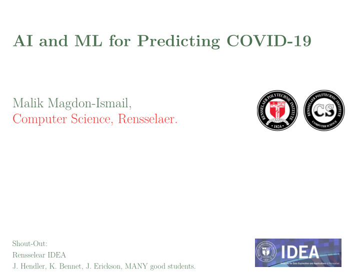 ai and ml for predicting covid 19