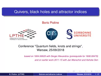 Quivers, black holes and attractor indices  Boris Pioline  Conference &quot;Quantum fields, knots