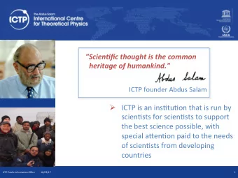 Click to edit Master /tle style  &quot;Scien'fic thought is the common  heritage of