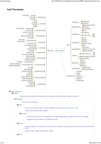AmI Taxonomy  AmI Taxonomy  Network  Characteristics of the technologies allowing devices to
