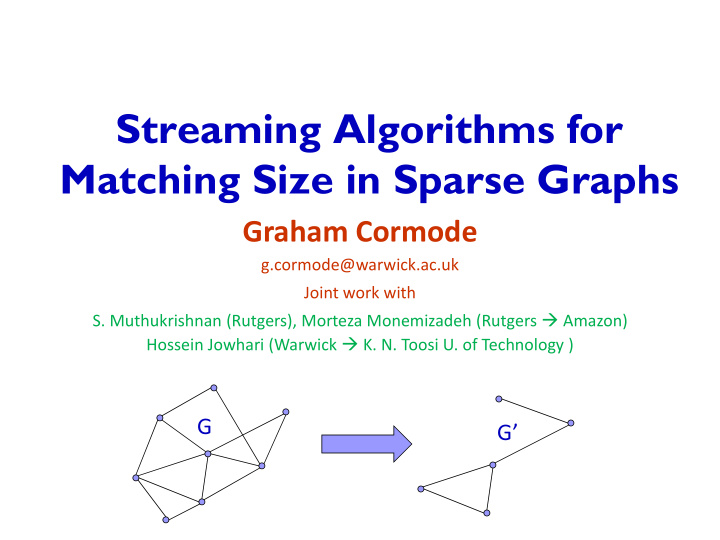 streaming algorithms for