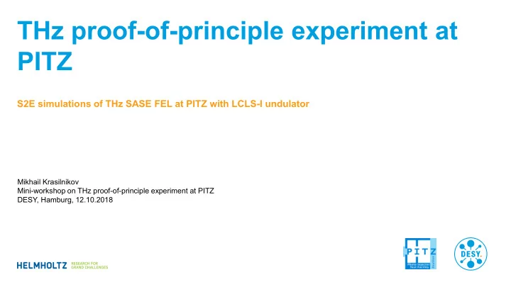 thz proof of principle experiment at