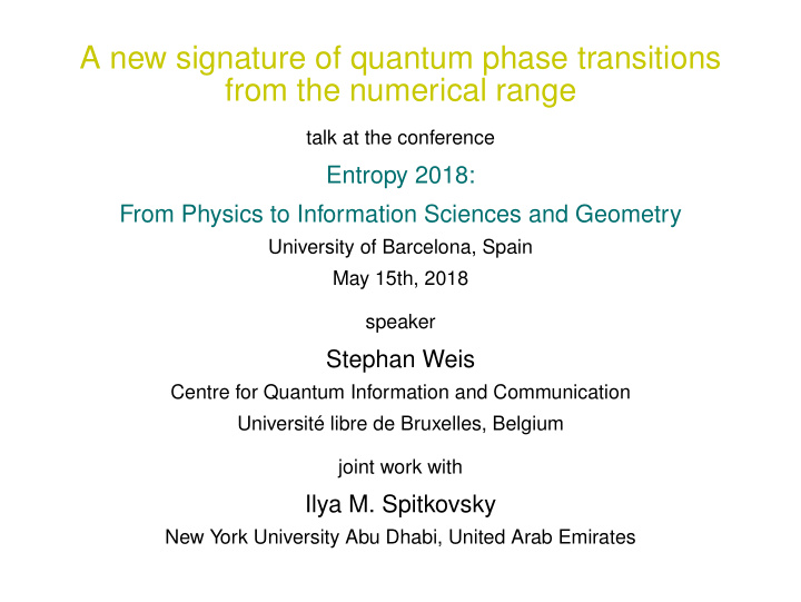 a new signature of quantum phase transitions from the