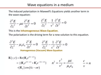 Wave equations in a medium  The induced polarization in Maxwells Equations yields another term