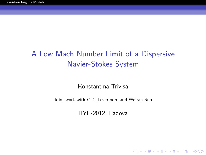 a low mach number limit of a dispersive navier stokes