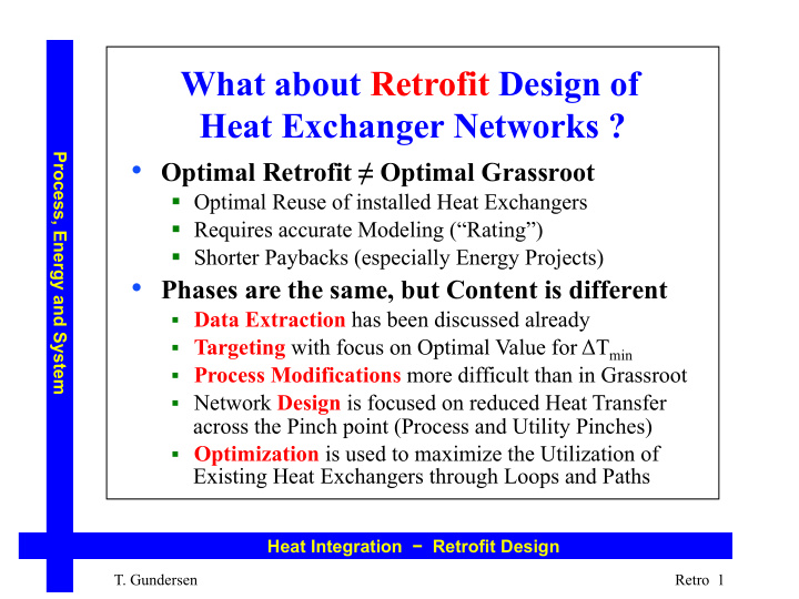 what about retrofit design of heat exchanger networks