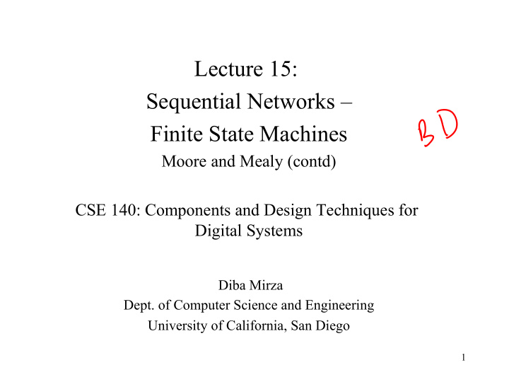 lecture 15 sequential networks finite state machines