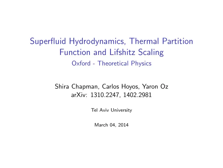 superfluid hydrodynamics thermal partition function and