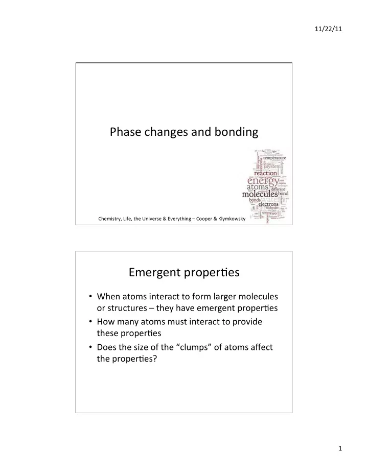 phase changes and bonding