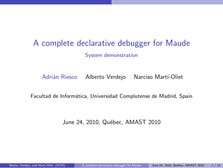 a complete declarative debugger for maude