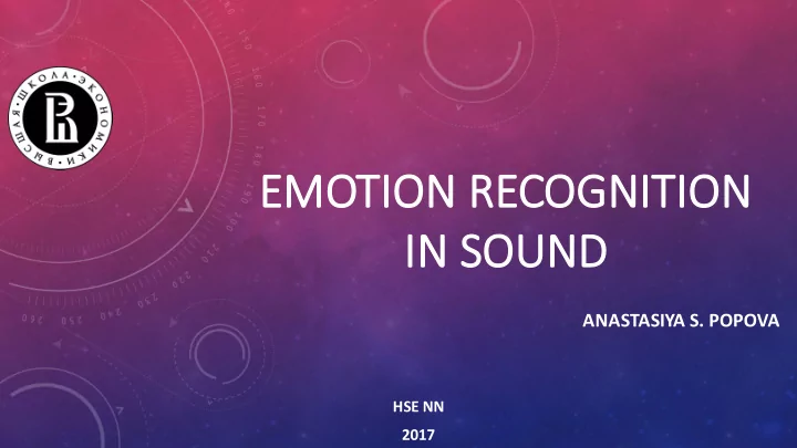 em emotion recognition in in sound