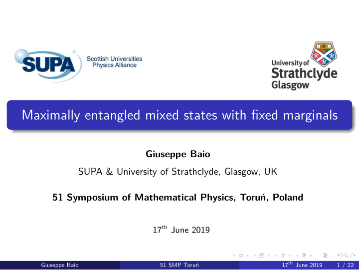 maximally entangled mixed states with fixed marginals