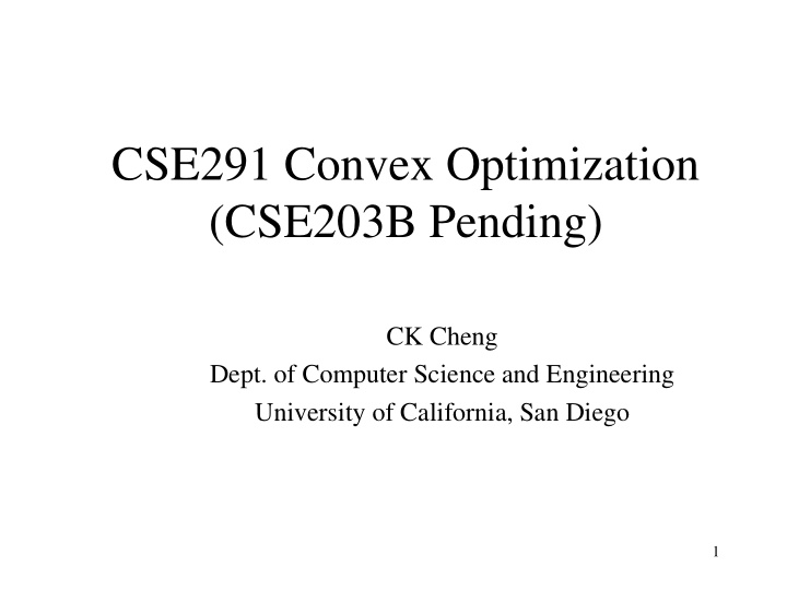 cse291 convex optimization cse203b pending