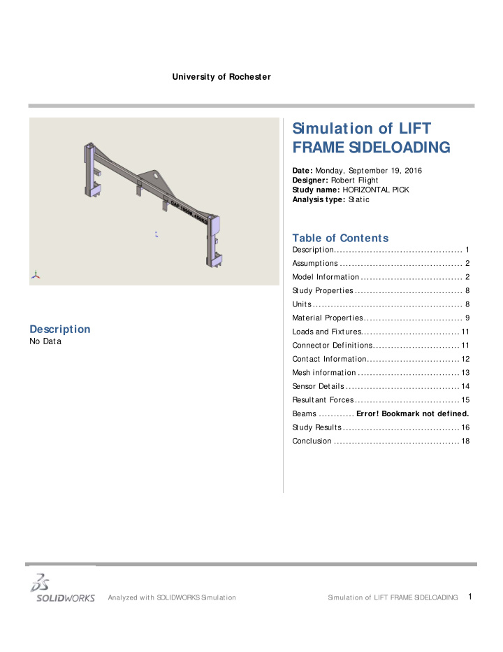 simulation of lift frame sideloading