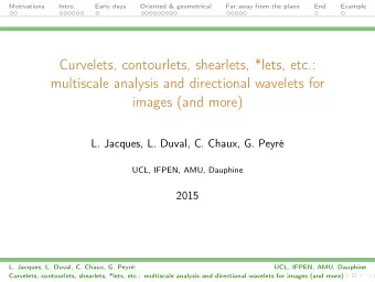 Curvelets, contourlets, shearlets, *lets, etc.:  multiscale analysis and directional wavelets for