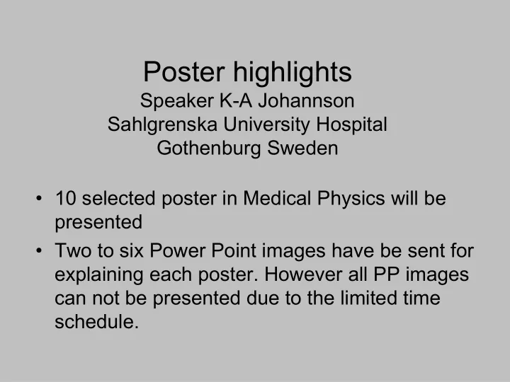 poster highlights speaker k a johannson sahlgrenska