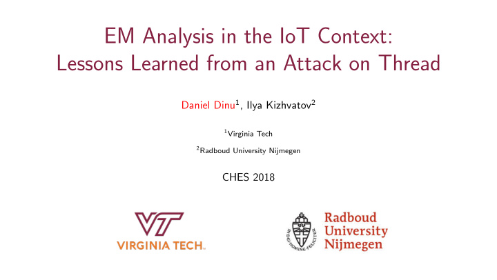 em analysis in the iot context lessons learned from an