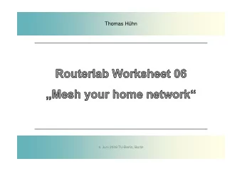 Thomas Hhn  4. Juni 2009 TU-Berlin, Berlin  Why to  How to  Worksheets  mesh ?  mesh ?  Outline