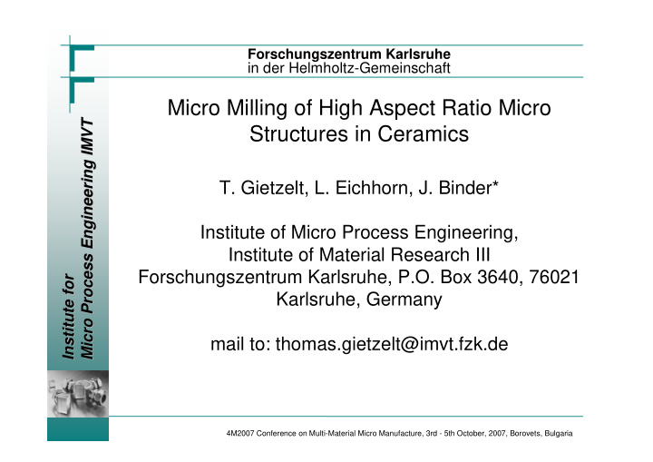 micro milling of high aspect ratio micro