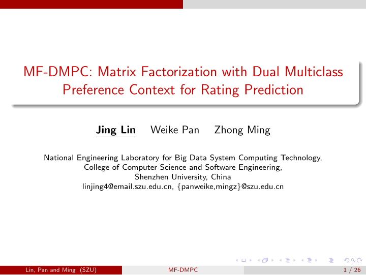 mf dmpc matrix factorization with dual multiclass