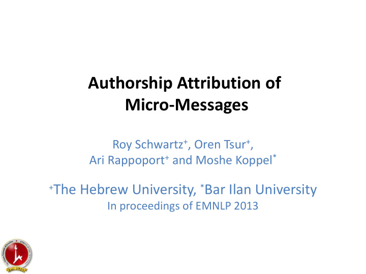 authorship attribution of