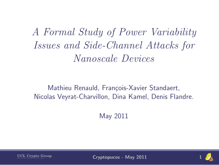 a formal study of power variability issues and side