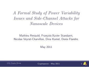 A Formal Study of Power Variability  Issues and Side-Channel Attacks for  Nanoscale Devices