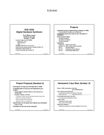 ECEU530  Projects  ECE U530  Individual project implementing a design in VHDL  Digital Hardware