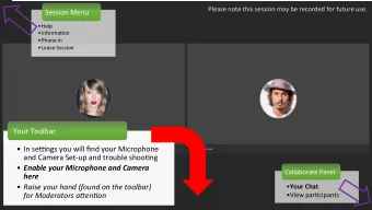 Your Toolbar  In seAngs you will find your Microphone  and Camera Set-up and trouble shoo.ng