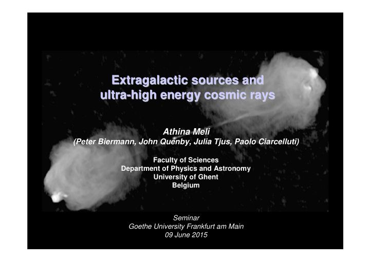 extragalactic sources and extragalactic sources and ultra