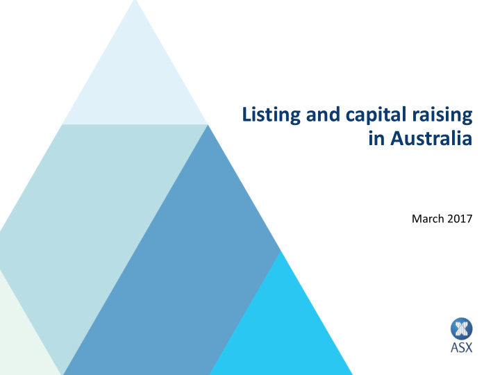 listing and capital raising in australia