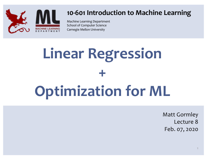 linear regression optimization for ml