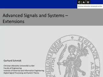 Extensions  Gerhard Schmidt  Christian-Albrechts-Universitt zu Kiel  Faculty of Engineering