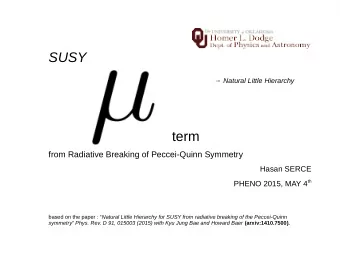 SUSY  Natural Little Hierarchy  term  from Radiative Breaking of Peccei-Quinn Symmetry  Hasan